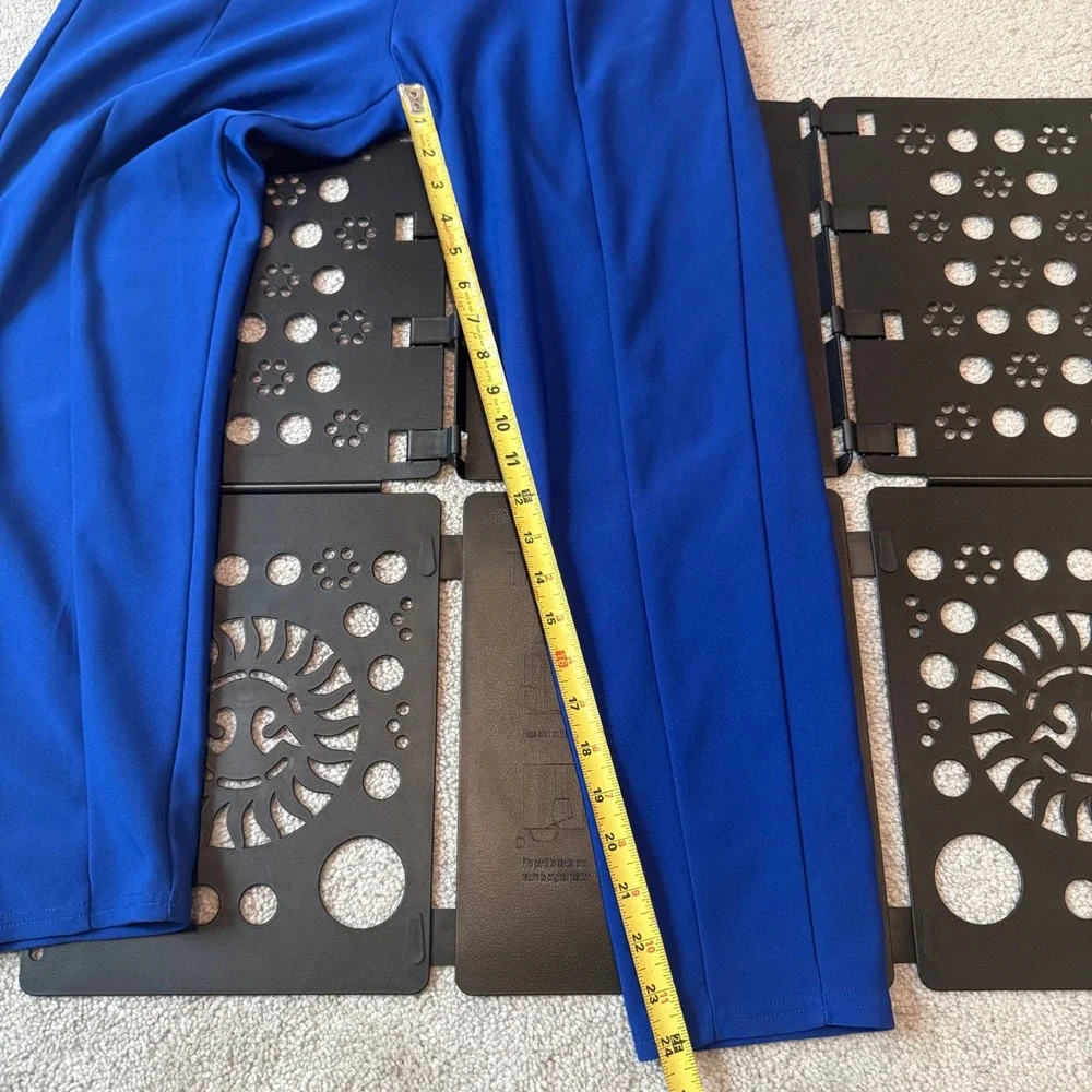 Belmite Womens Royal Blue‎ Tapered Slacks Gold Chain Detail Size L P92202